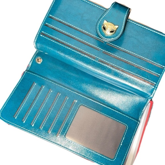 Foxer - Fox Lovers - RFID Blocking Wallet Wristlet - Teal Green - Picture 4 of 8